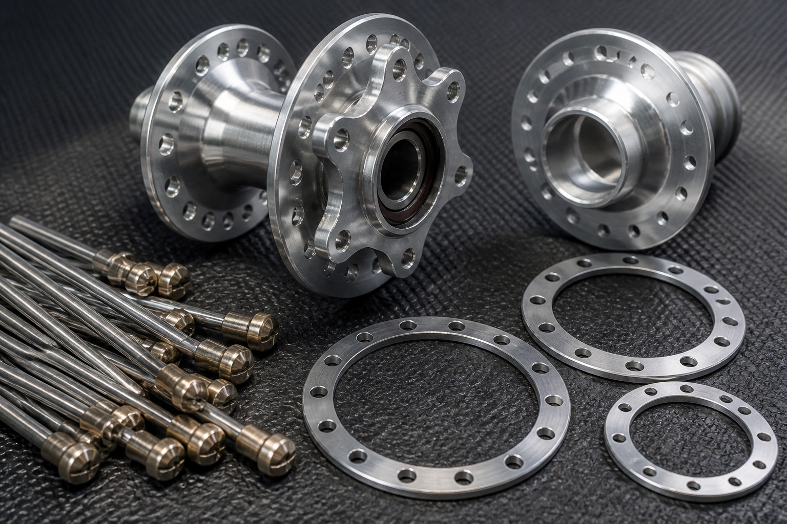 Hub flange and brass nipple detail